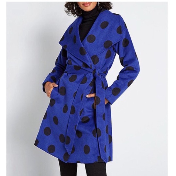 Modcloth Jackets & Blazers - ModCloth Blue/Black Polka Dot Jacket - Size Large
